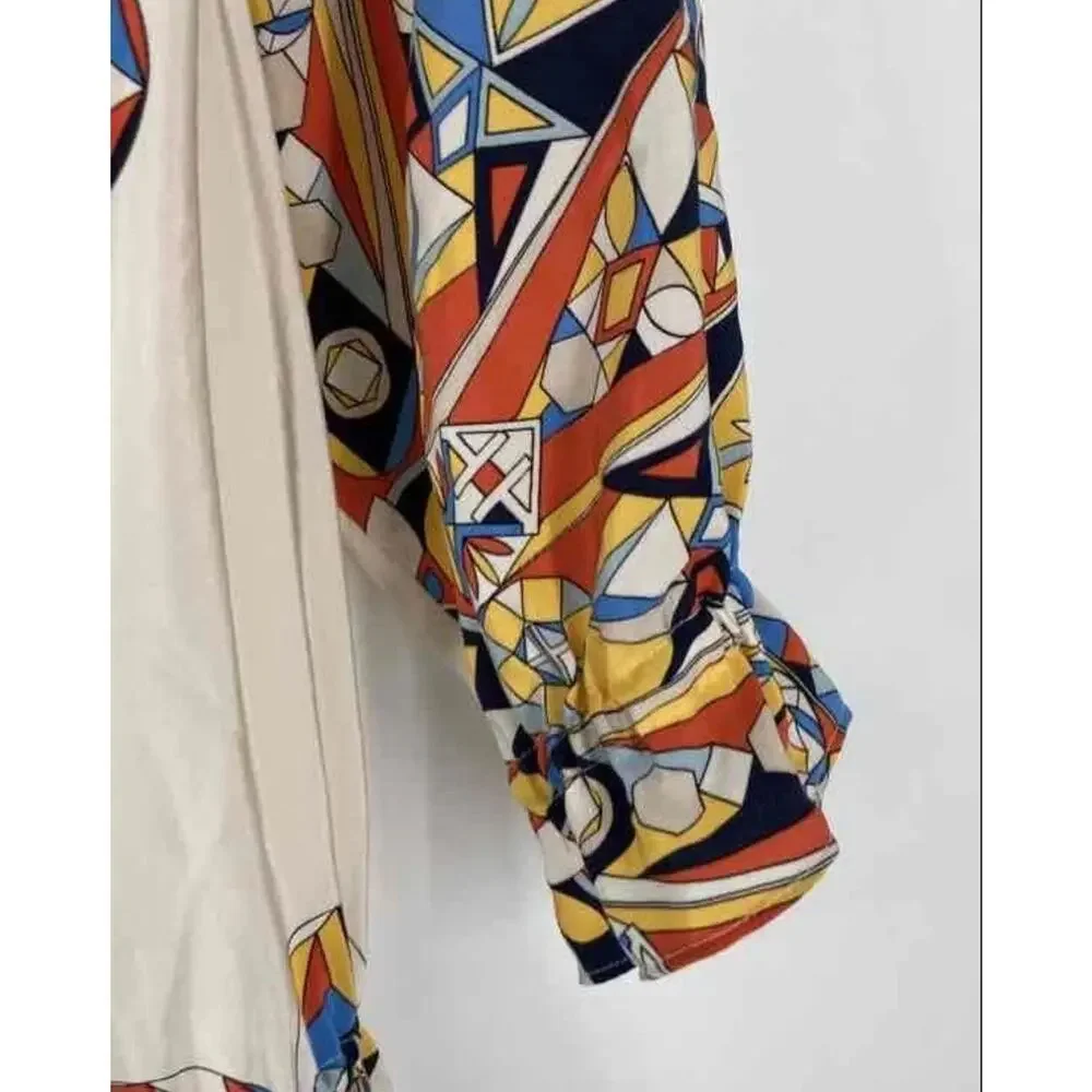 Tory Burch Womens Multicolor Geometric Tiered Fit & Flare Dress Size Medium‎